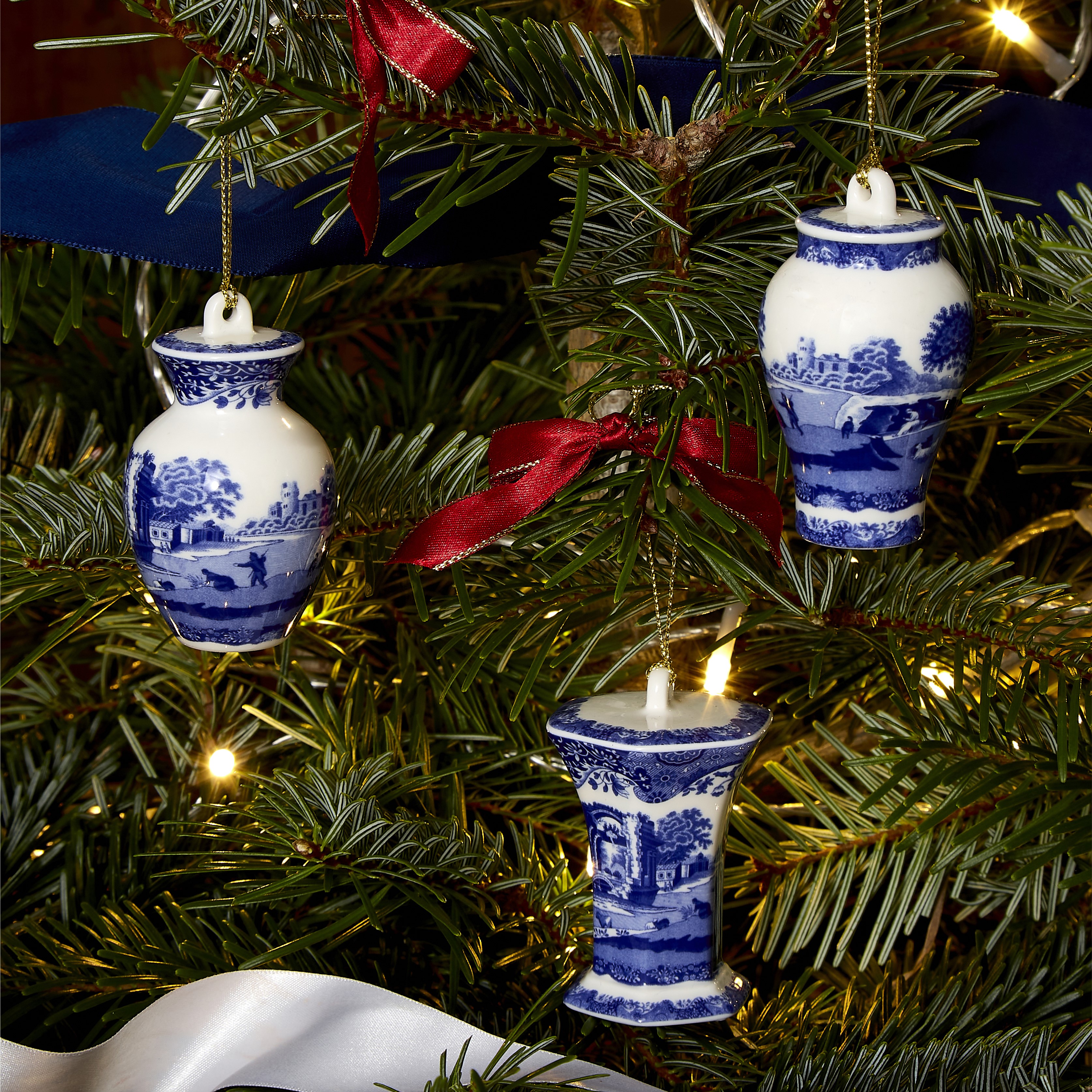 Blue Italian Mini Urn Ornaments (Set of 3) image number null